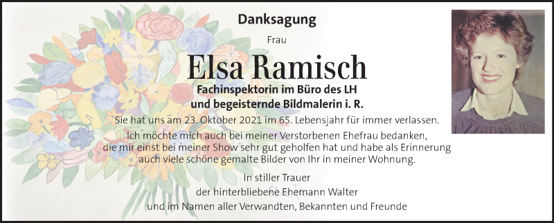  Traueranzeige für Elsa Ramisch vom 21.11.2021 aus Kleine Zeitung