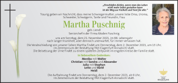 Traueranzeige von Martha Puschnig von Kleine Zeitung