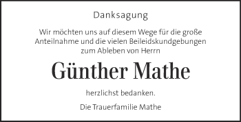 Traueranzeige von Günther Mathe von Kleine Zeitung