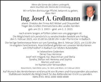 Traueranzeige von Josef A. Großmann von Kleine Zeitung