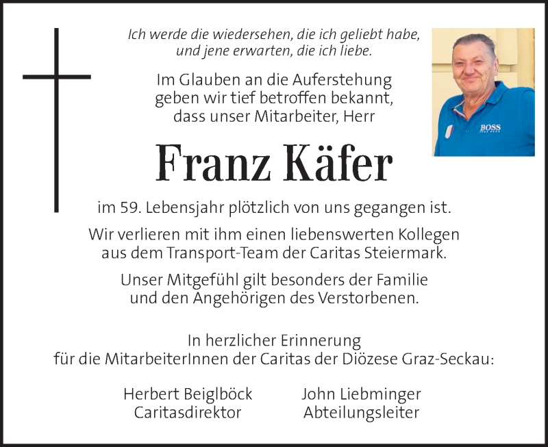  Traueranzeige für Franz Käfer vom 04.03.2021 aus Kleine Zeitung