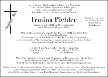 Traueranzeige von Irmina Pichler von Kleine Zeitung