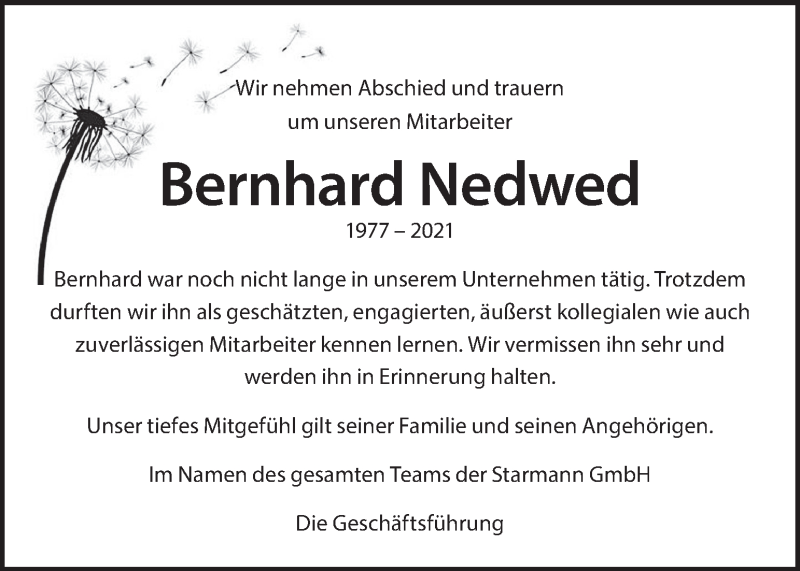  Traueranzeige für Bernhard Nedwed vom 17.04.2021 aus Kleine Zeitung
