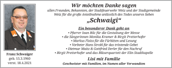 Traueranzeige von Franz Schwaiger von Kleine Zeitung