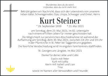 Traueranzeige von Kurt Steiner von Kleine Zeitung
