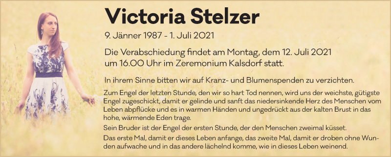  Traueranzeige für Victoria Stelzer vom 06.07.2021 aus Kleine Zeitung
