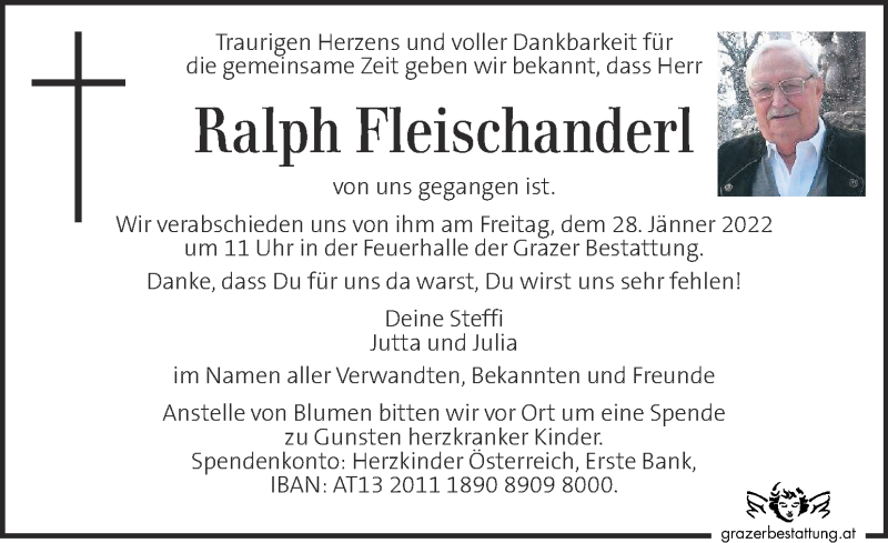  Traueranzeige für Ralph Fleischanderl vom 26.01.2022 aus Kleine Zeitung