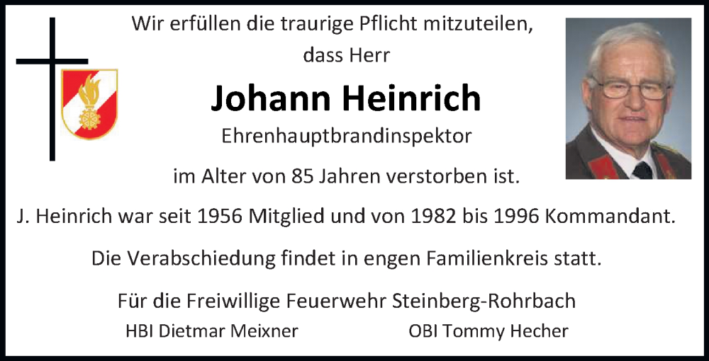  Traueranzeige für Johann Heinrich vom 05.10.2022 aus Kleine Zeitung