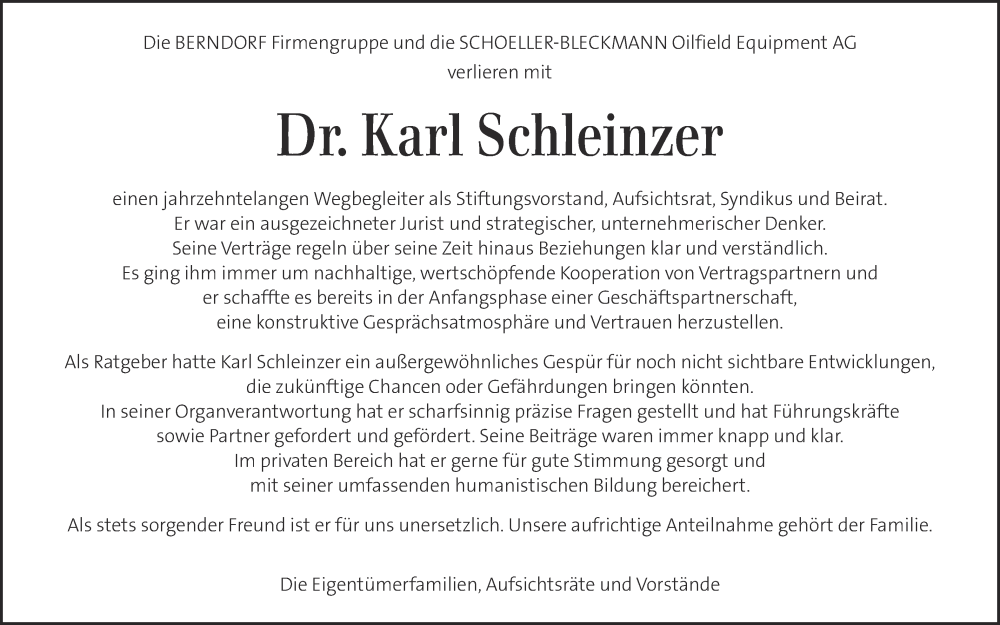  Traueranzeige für Karl Schleinzer vom 09.10.2022 aus Kleine Zeitung