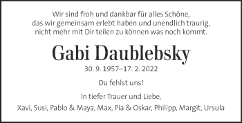 Traueranzeige von Gabi Daublebsky von Kleine Zeitung