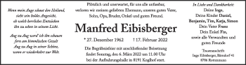 Traueranzeige von Manfred Eibisberger von Kleine Zeitung