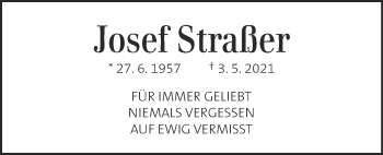 Traueranzeige von Josef Straßer von Kleine Zeitung