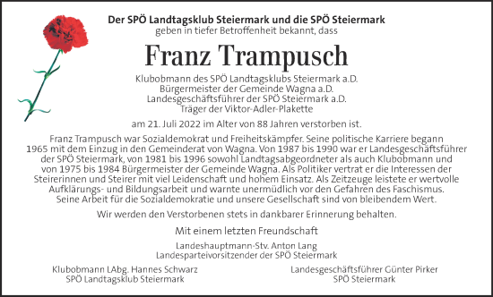 Traueranzeige von Franz Trampusch von Kleine Zeitung