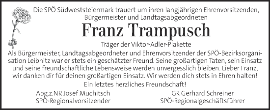 Traueranzeige von Franz Trampusch von Kleine Zeitung