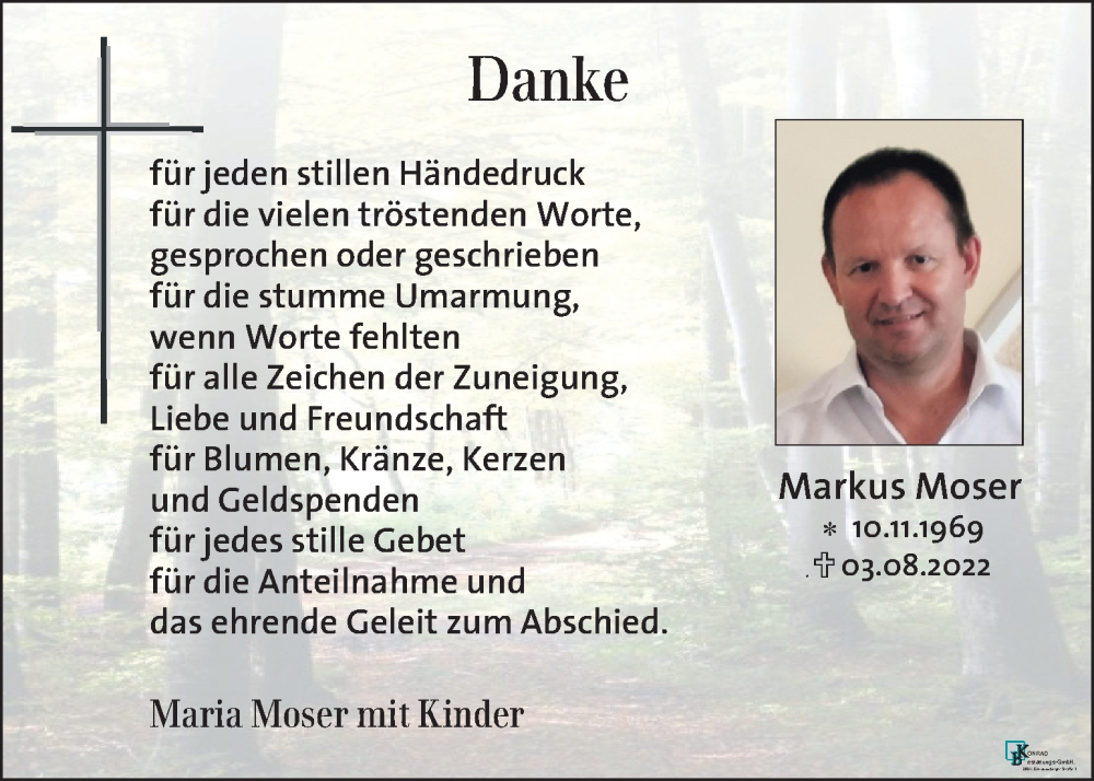  Traueranzeige für Markus Moser vom 12.08.2022 aus Kleine Zeitung
