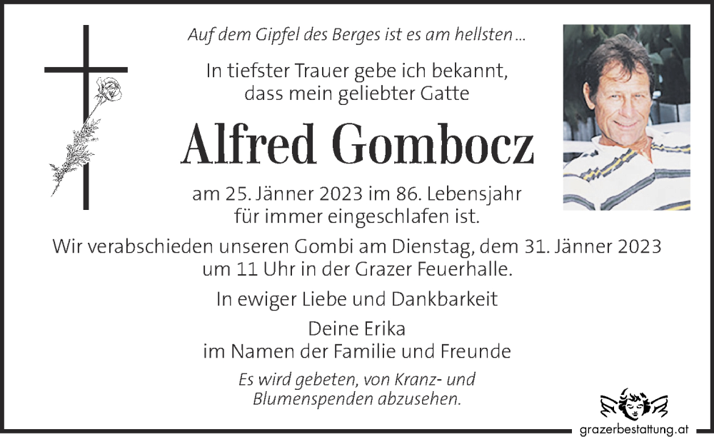  Traueranzeige für Alfred Gombocz vom 28.01.2023 aus Kleine Zeitung