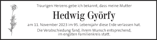 Traueranzeige von Hedwig Györfy von Kleine Zeitung
