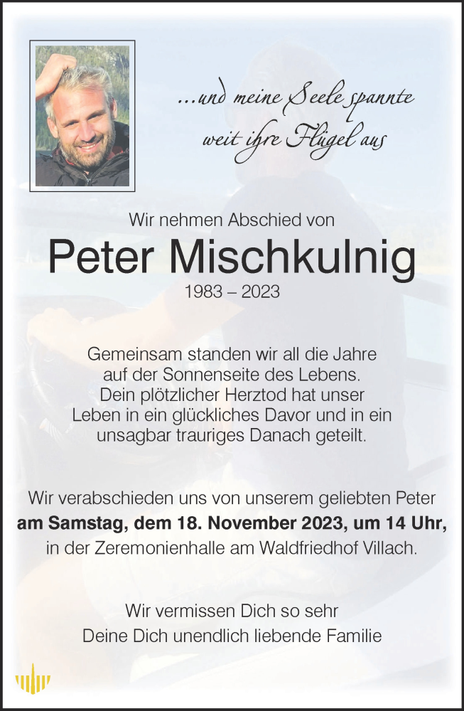  Traueranzeige für Peter Mischkulnig vom 16.11.2023 aus Kleine Zeitung