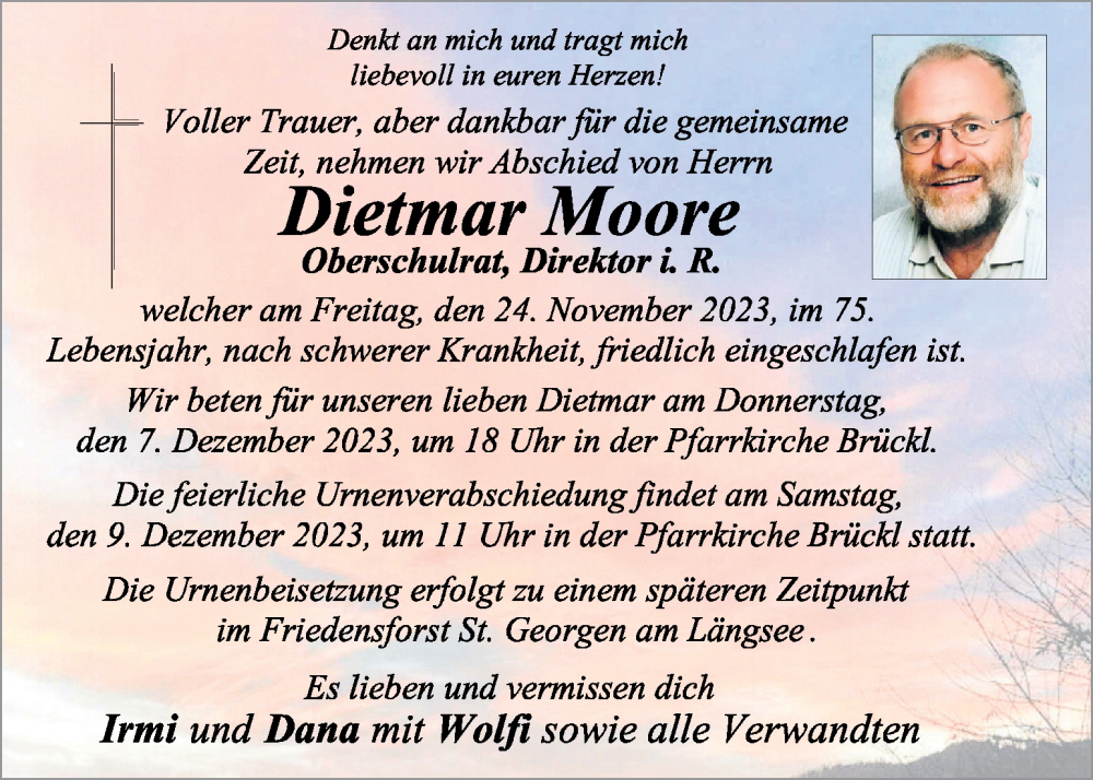  Traueranzeige für Dietmar Moore vom 02.12.2023 aus Kleine Zeitung