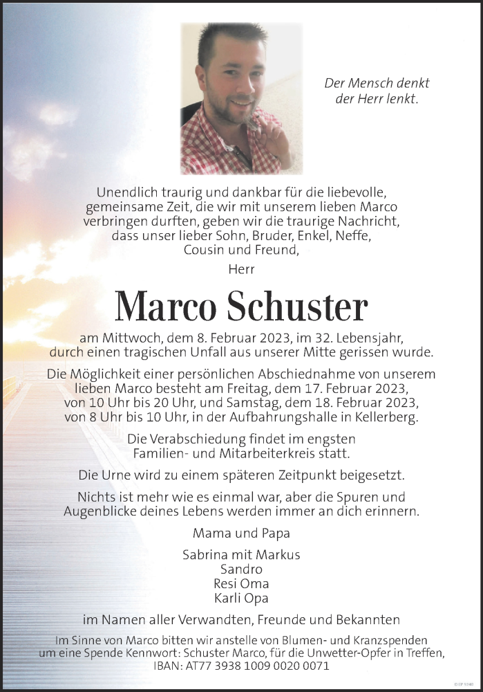  Traueranzeige für Marco Schuster vom 17.02.2023 aus Kleine Zeitung