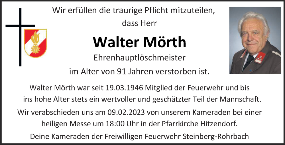  Traueranzeige für Walter Mörth vom 08.02.2023 aus Kleine Zeitung