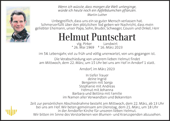 Traueranzeige von Helmut Puntschart von Kleine Zeitung