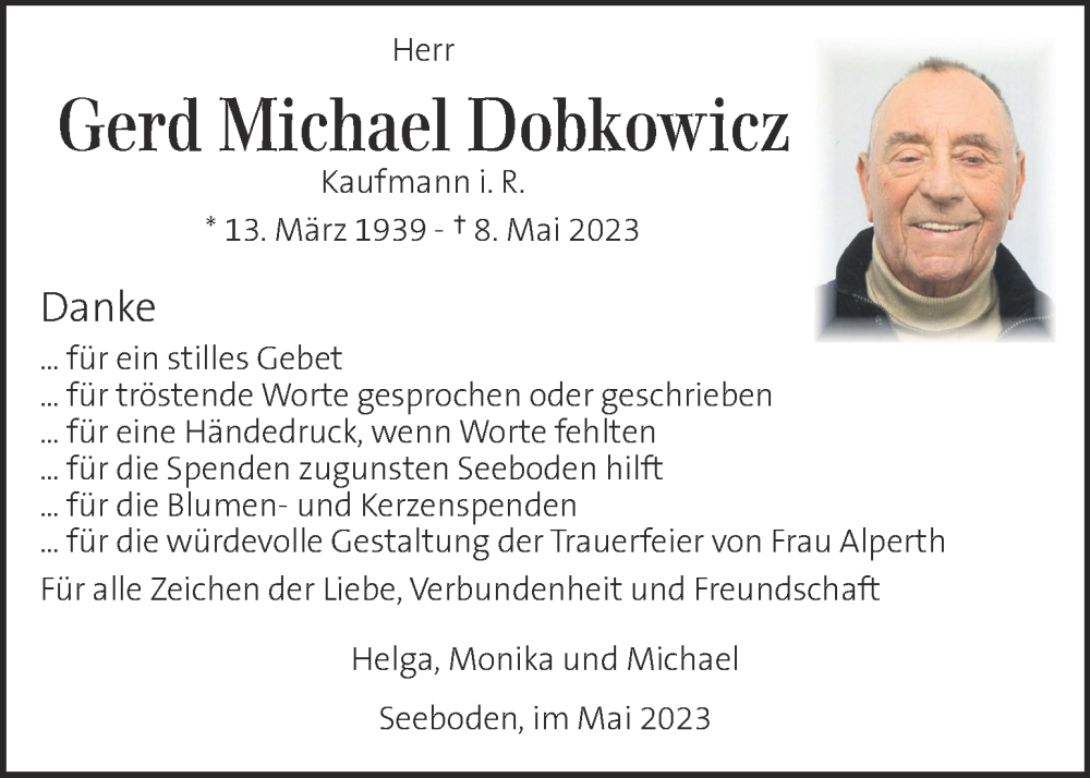  Traueranzeige für Gerd Michael Dobkowicz vom 27.05.2023 aus Kleine Zeitung
