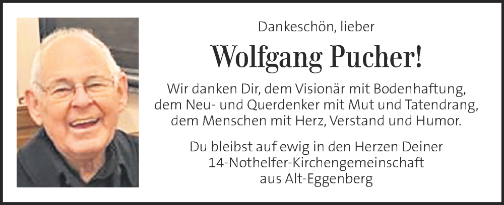  Traueranzeige für Wolfgang Pucher vom 06.08.2023 aus Kleine Zeitung