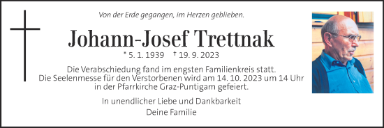 Traueranzeige von Johann-Josef Trettnak  von Kleine Zeitung