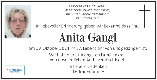 Traueranzeige von Anita Gangl von Kleine Zeitung