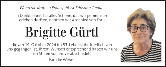 Traueranzeige von Brigitte Gürtl von Kleine Zeitung