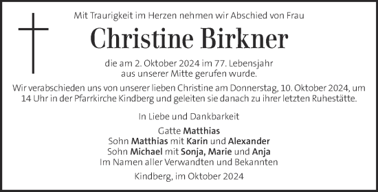 Traueranzeige von Christine Birkner von Kleine Zeitung