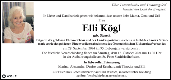 Traueranzeige von Elli Kögl von Kleine Zeitung