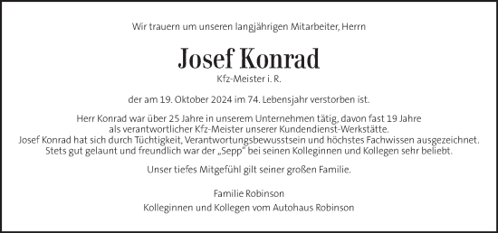 Traueranzeige von Josef Konrad von Kleine Zeitung