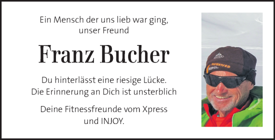 Traueranzeige von Franz Bucher von Kleine Zeitung