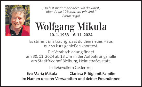 Traueranzeige von Wolfgang Mikula von Kleine Zeitung