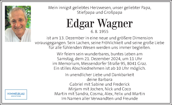 Traueranzeige von Edgar Wagner von Kleine Zeitung