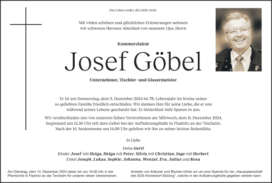 Traueranzeige von Josef Göbel von Kleine Zeitung
