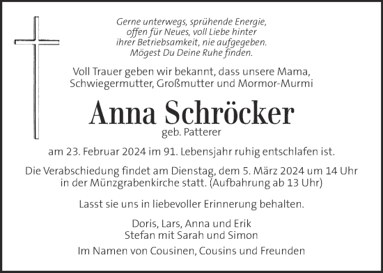 Traueranzeige von Anna Schröcker von Kleine Zeitung