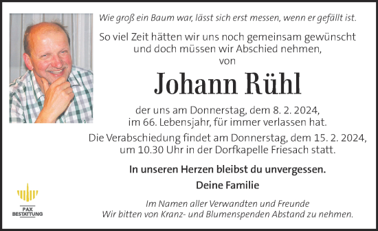 Traueranzeige von Johann Rühl von Kleine Zeitung