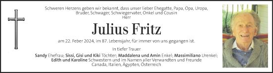 Traueranzeige von Julius Fritz von Kleine Zeitung
