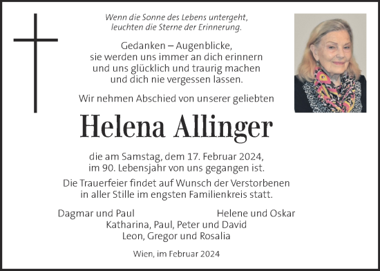 Traueranzeige von Helena Allinger von Kleine Zeitung