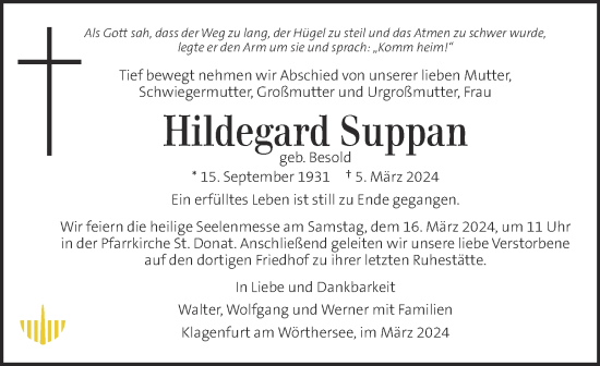Traueranzeige von Hildegard Suppan von Kleine Zeitung
