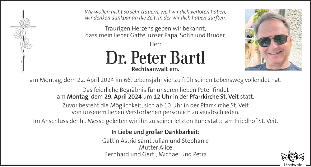  Traueranzeige für Peter Bartl vom 25.04.2024 aus Kleine Zeitung