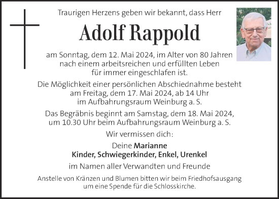 Traueranzeigen von Adolf Rappold | trauer.kleinezeitung.at