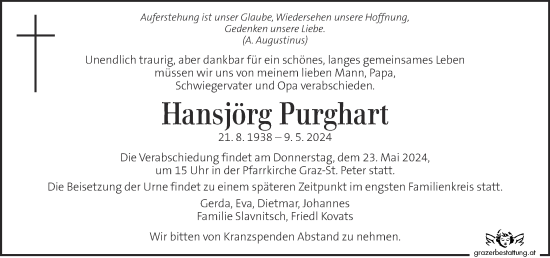 Traueranzeige von Hansjörg Purghart von Kleine Zeitung