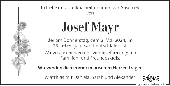 Traueranzeige von Josef Mayr von Kleine Zeitung