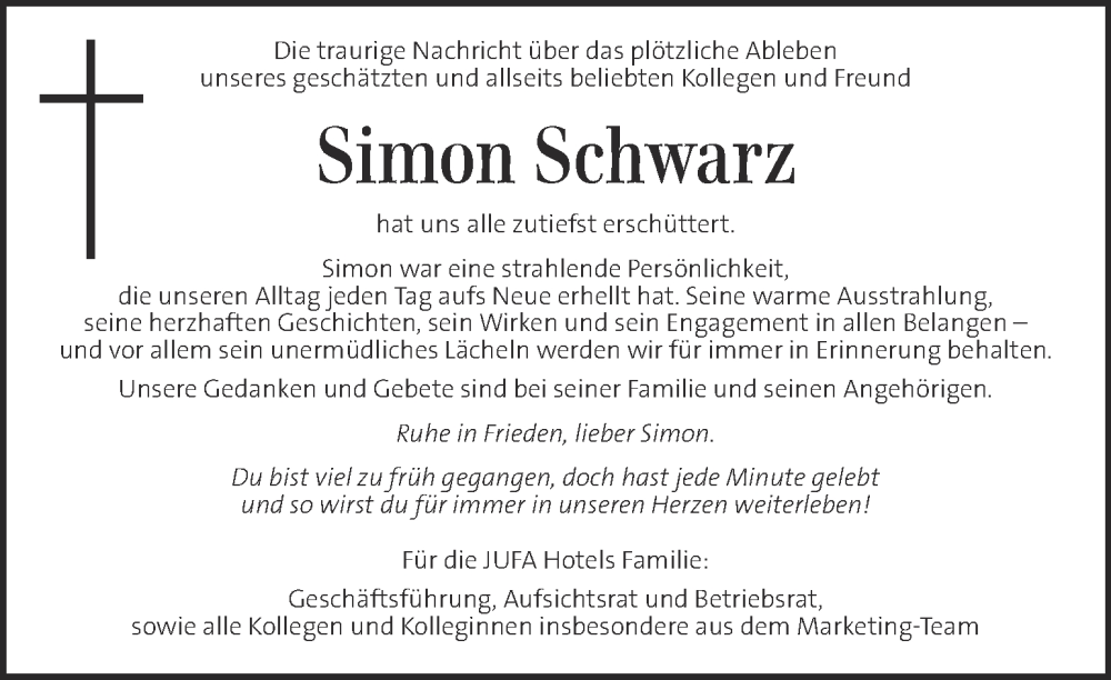  Traueranzeige für Simon Schwarz vom 14.05.2024 aus Kleine Zeitung