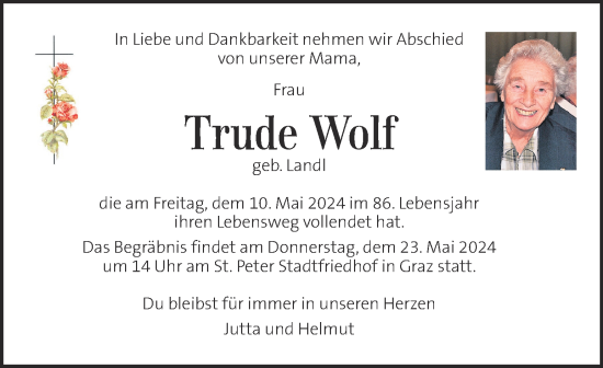 Traueranzeige von Trude Wolf von Kleine Zeitung