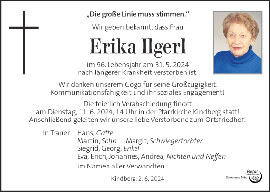 Traueranzeige von Erika Ilgerl von Kleine Zeitung